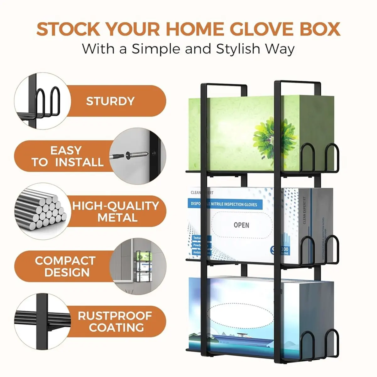 Glove Holder Dispenser for Wall Mount, Disposable Latex Gloves Holder for Lab, Wall-Mounted Triple Rubber Box Holder
Glove Holder Dispenser for Wall Mount, Disposable Latex Gloves Holder for Lab, Wall-Mounted Triple Rubber Box Holder