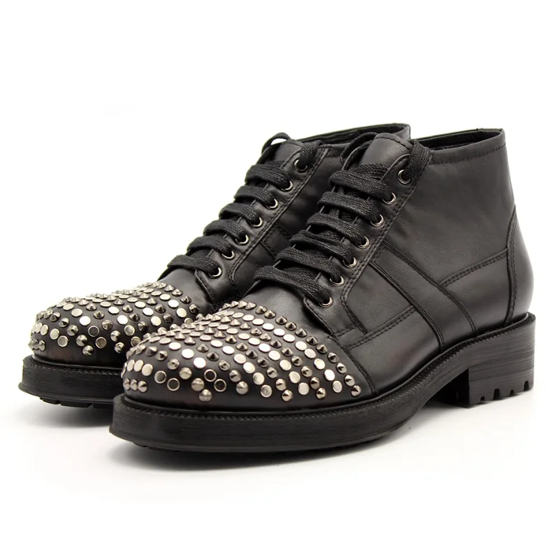 Autumn and Winter Rivet Thick Bottom Strap Short Boots with Square Heel Elevated Casual Versatile Large and Small Men's Boots
Autumn and Winter Rivet Thick Bottom Strap Short Boots with Square Heel Elevated Casual Versatile Large and Small Men's Boots