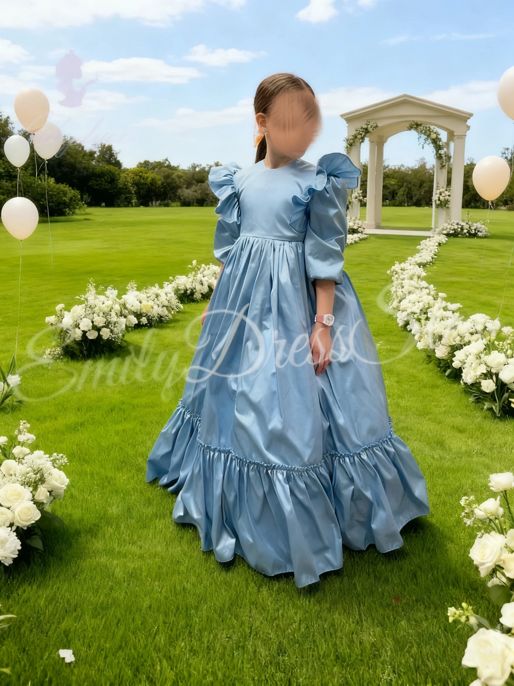 Customized Sky Blue Bridesmaid Flower Girl Dress For Wedding Satin Pleated 2026 Kids Birthday Party First Communion Ball Gown
Customized Sky Blue Bridesmaid Flower Girl Dress For Wedding Satin Pleated 2026 Kids Birthday Party First Communion Ball Gown