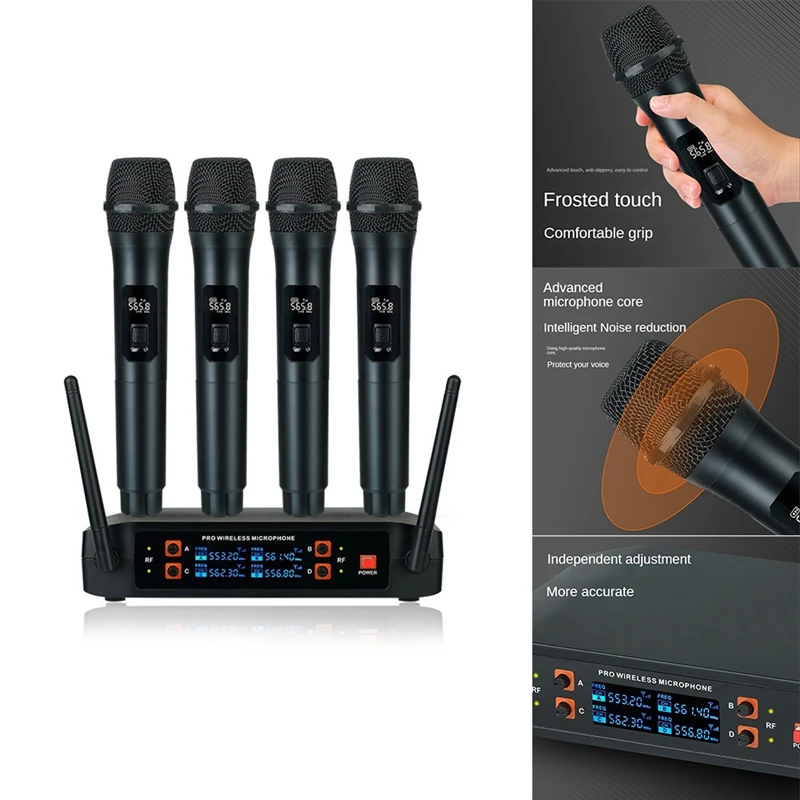 New Wireless Microphone Professional Handheld 4 Channels UHF Dynamic Mic For Karaoke Wedding Party Band Church Stage
New Wireless Microphone Professional Handheld 4 Channels UHF Dynamic Mic For Karaoke Wedding Party Band Church Stage