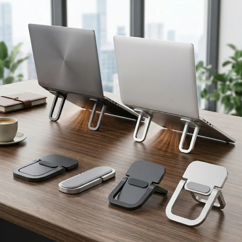 2pcs/Set Mini Portable Laptop Stand Riser Adjustable Foldable Computer Keyboard Stand Anti-slip Lightweight Desktop Stand for No