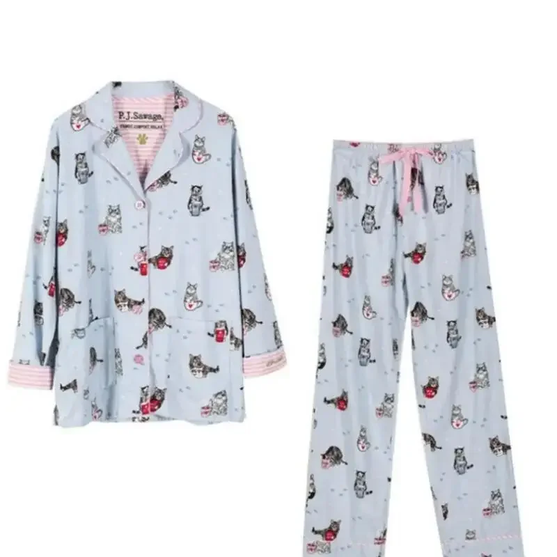 Women\'s Pajamas Set Cute Cartoon Print Sleepwear Elegant Top&pants 2Pcs Soft Cotton Pyjama Pour Femme Nightwear Loungewear
Women\'s Pajamas Set Cute Cartoon Print Sleepwear Elegant Top&pants 2Pcs Soft Cotton Pyjama Pour Femme Nightwear Loungewear