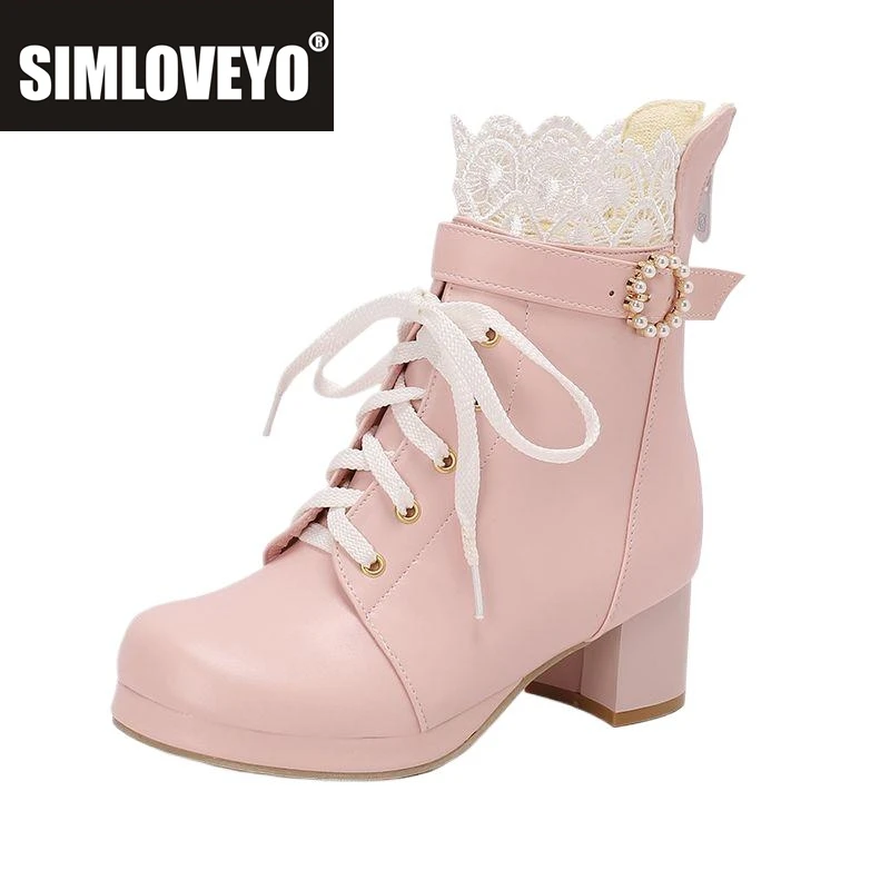 SIMLOVEYO Lolita Women Ankle Boots Round Toe Block Heels 5cm Platform Lace Up 31 32 46 47 48 Sweet Girls Bota
SIMLOVEYO Lolita Women Ankle Boots Round Toe Block Heels 5cm Platform Lace Up 31 32 46 47 48 Sweet Girls Bota