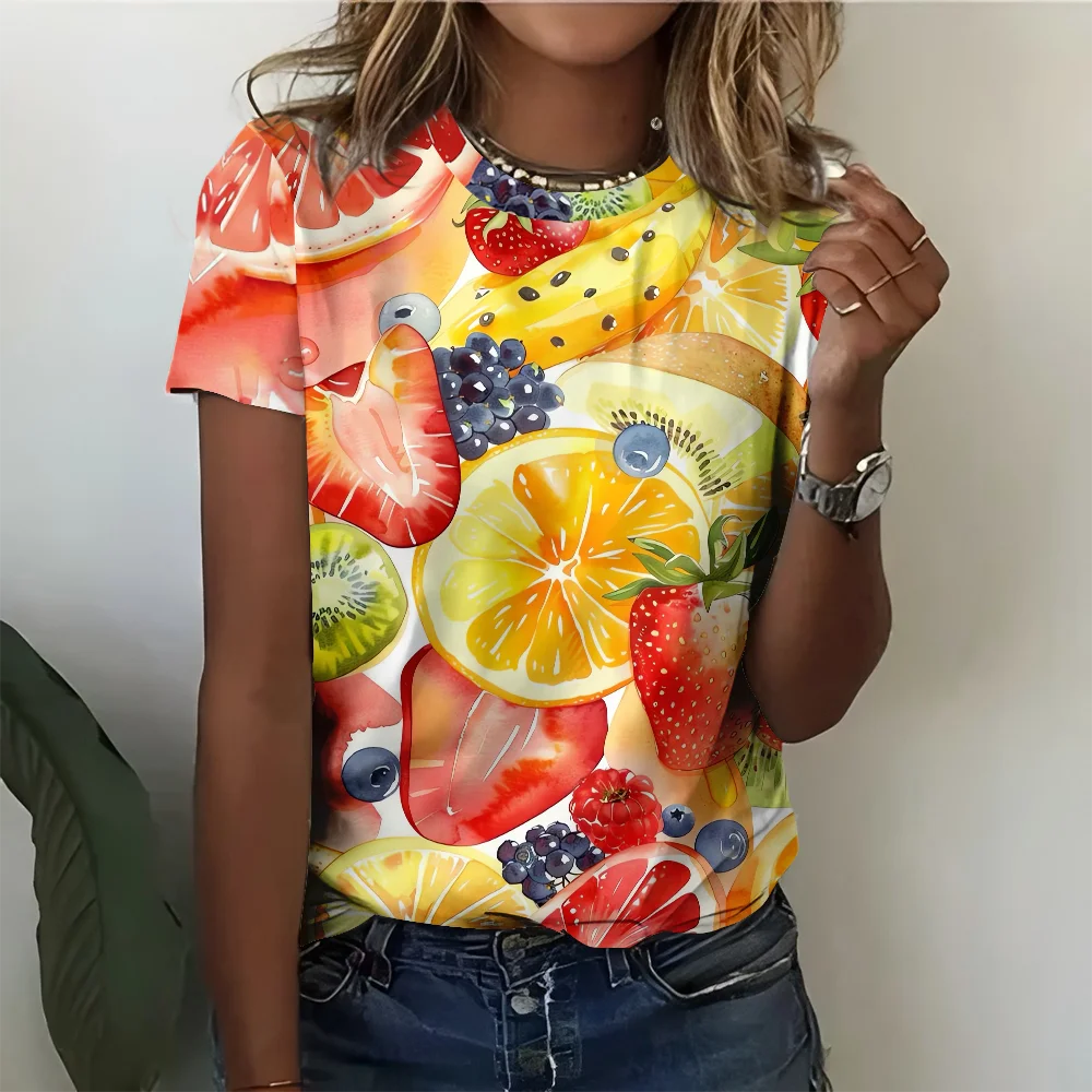 Refreshing Fruit Explosion Women's T-shirt Casual Fashion Loose Comfortable Colorful Short Sleeve
Refreshing Fruit Explosion Women's T-shirt Casual Fashion Loose Comfortable Colorful Short Sleeve