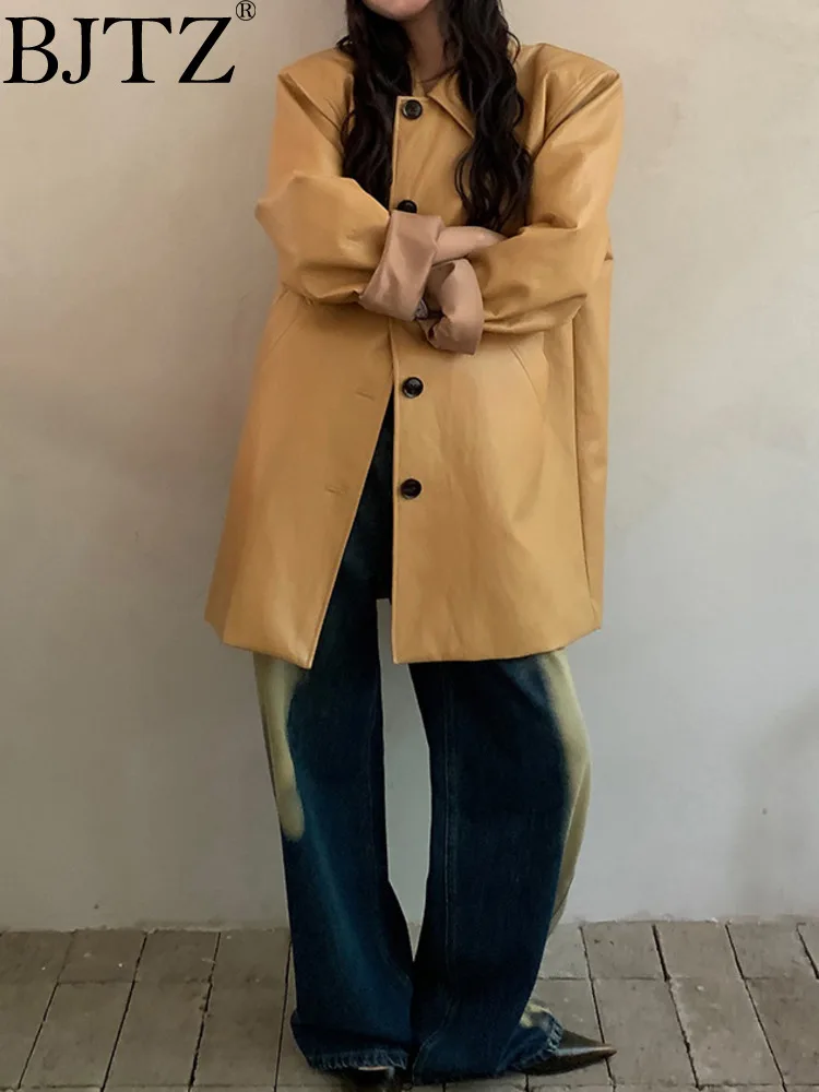 BJTZ Fashionable Retro Lapel Casual Leather Jacket Women's Mid Length Loose Top 2024 Spring Autumn New Female Overcoat HL728
BJTZ Fashionable Retro Lapel Casual Leather Jacket Women's Mid Length Loose Top 2024 Spring Autumn New Female Overcoat HL728
