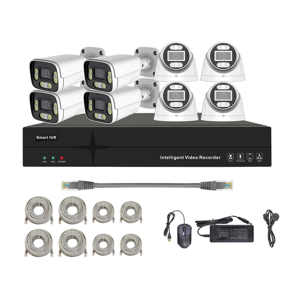 8CH Indoor Outdoor 4k 8mp Nvr 8pcs Dome Bullet Camera Kit 6MP Full Color Day Night 24/7 Video Surveillance System Two Way Audio
8CH Indoor Outdoor 4k 8mp Nvr 8pcs Dome Bullet Camera Kit 6MP Full Color Day Night 24/7 Video Surveillance System Two Way Audio
