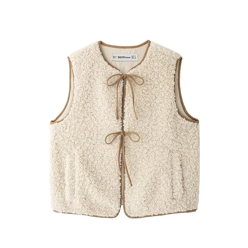 Women Fashion Beige Bow Lace Up Vest Waistcoats Vintage O-Neck Sleeveless Jackets Female Chic Lady Tank Tops
Women Fashion Beige Bow Lace Up Vest Waistcoats Vintage O-Neck Sleeveless Jackets Female Chic Lady Tank Tops