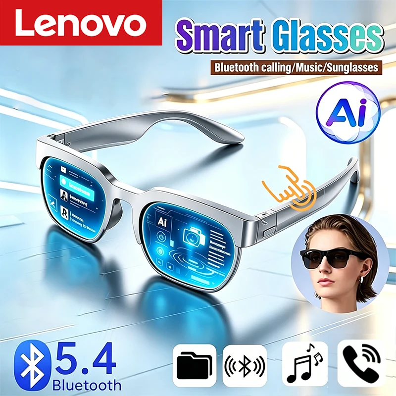 Lenovo Wireless AI Smart Glasses Bluetooth Remote Control 8K HD Photo Call Music Sports Sunglasses Gift for Men Women Casual Use
Lenovo Wireless AI Smart Glasses Bluetooth Remote Control 8K HD Photo Call Music Sports Sunglasses Gift for Men Women Casual Use