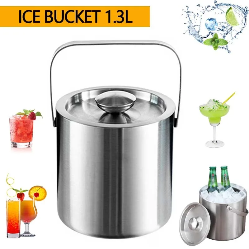 1300ML Stainless Steel Ice Bucket Double Wall Ice Bucket with Lid Insulated Ice Bucket with Handle Champagne Beer Wine Cooling
1300ML Stainless Steel Ice Bucket Double Wall Ice Bucket with Lid Insulated Ice Bucket with Handle Champagne Beer Wine Cooling