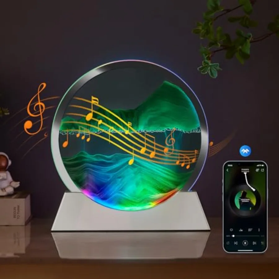 Moving Sand Art Liquid Motion Decor, Bluetooth Speaker Bedside Lamp Dimmable Multi-Color, Moving Sand Art Lamp for Room Living
Moving Sand Art Liquid Motion Decor, Bluetooth Speaker Bedside Lamp Dimmable Multi-Color, Moving Sand Art Lamp for Room Living