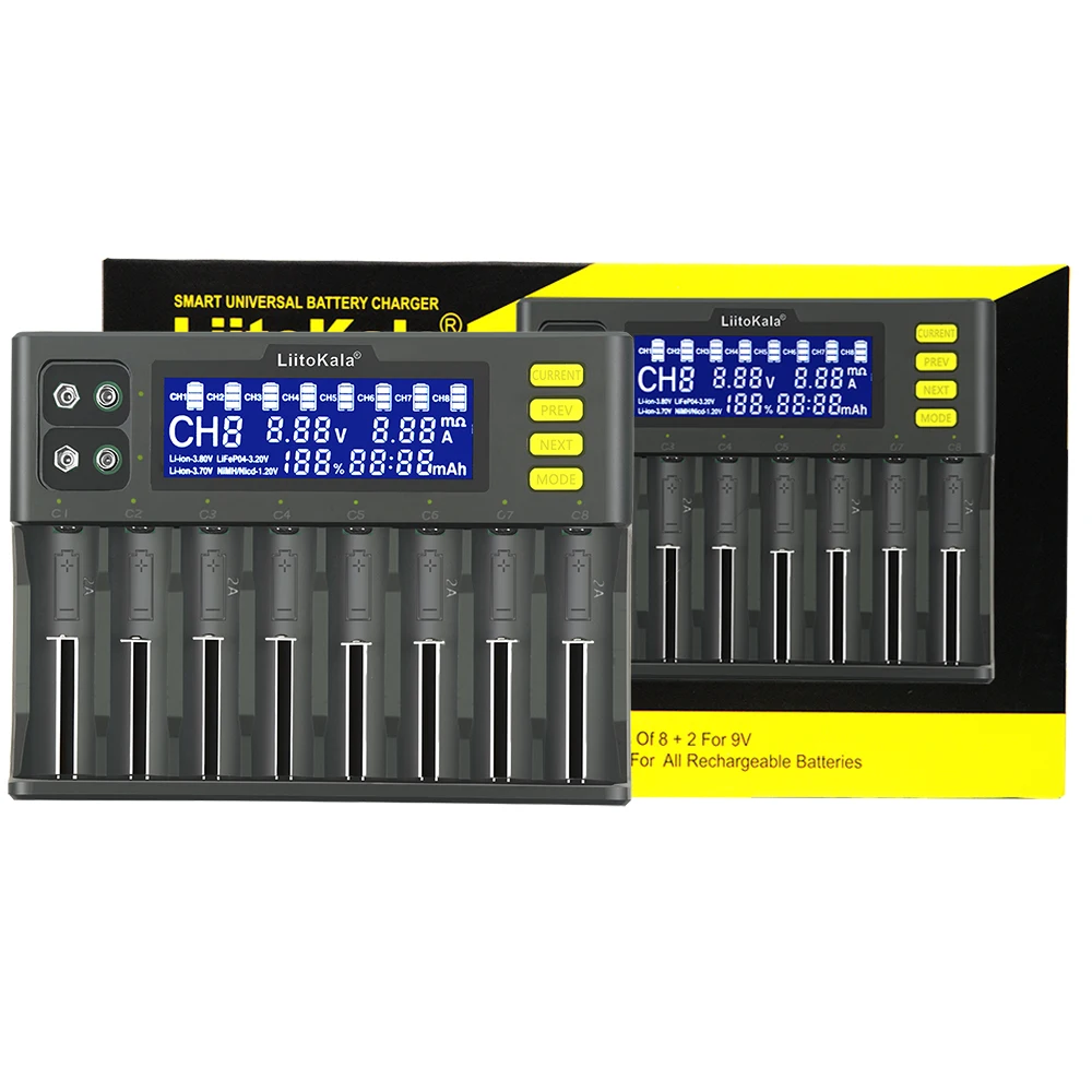 LiitoKala Lii-S8 8-Slot LCD Battery Charger for 18650 26650 9V Cells with Short-Circuit Protection Low-Voltage Charging Function
LiitoKala Lii-S8 8-Slot LCD Battery Charger for 18650 26650 9V Cells with Short-Circuit Protection Low-Voltage Charging Function