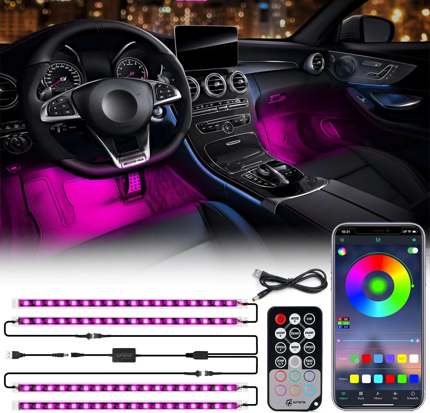 RGB LED Car Interior Lights with Bluetooth & APP, 4 Pack Under Dash Ambient Kit, Music Sync, USB Powered
RGB LED Car Interior Lights with Bluetooth & APP, 4 Pack Under Dash Ambient Kit, Music Sync, USB Powered