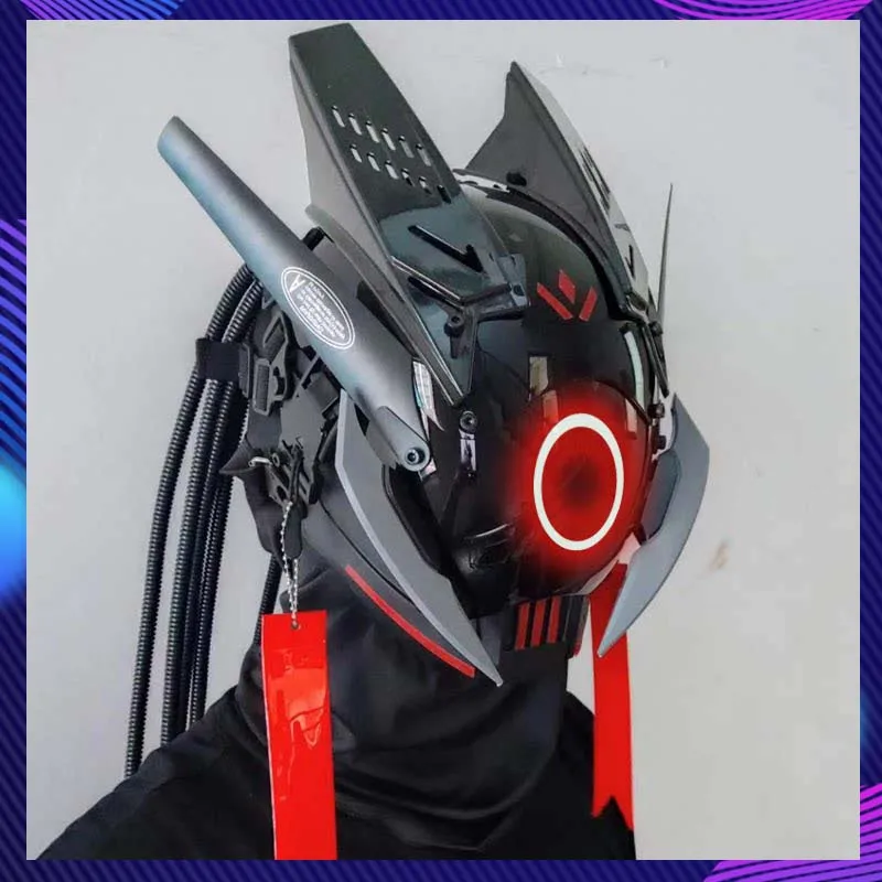 Sci-Fi Mech Samurai Mask With LED Light Circle Cosplay Costumes Helmet Halloween Party Bar Coser Props Cyber Punk Mask Gift
Sci-Fi Mech Samurai Mask With LED Light Circle Cosplay Costumes Helmet Halloween Party Bar Coser Props Cyber Punk Mask Gift
