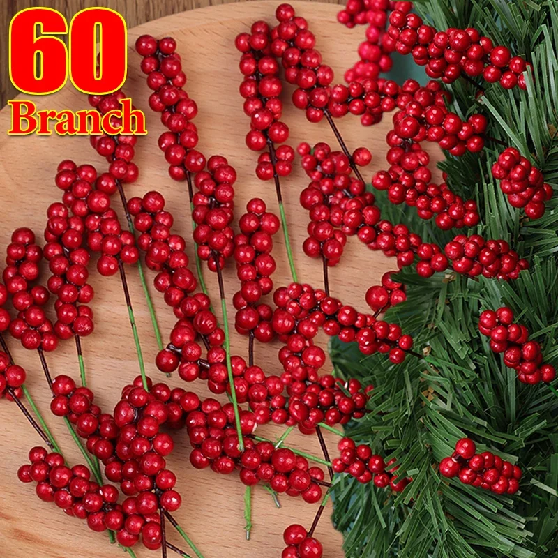 60/1pcs Artificial Red Berries Branches Christmas Holly Berry Stamen Plants Flowers Wreath Xmas Tree Ornaments Party Home Decor
60/1pcs Artificial Red Berries Branches Christmas Holly Berry Stamen Plants Flowers Wreath Xmas Tree Ornaments Party Home Decor