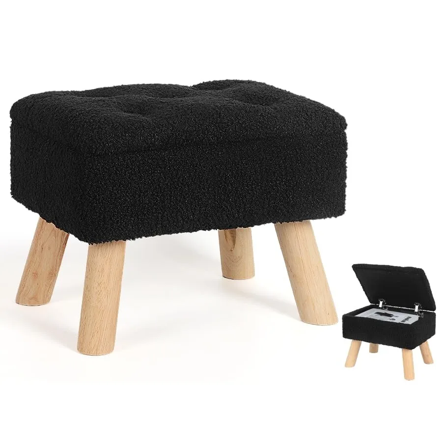Storage Ottoman, Small Feet Stool Ottoman with Storage, Boucle Teddy Velvet Feet Rest with Padded Seat, Sturdy Wood Legs Stool
Storage Ottoman, Small Feet Stool Ottoman with Storage, Boucle Teddy Velvet Feet Rest with Padded Seat, Sturdy Wood Legs Stool