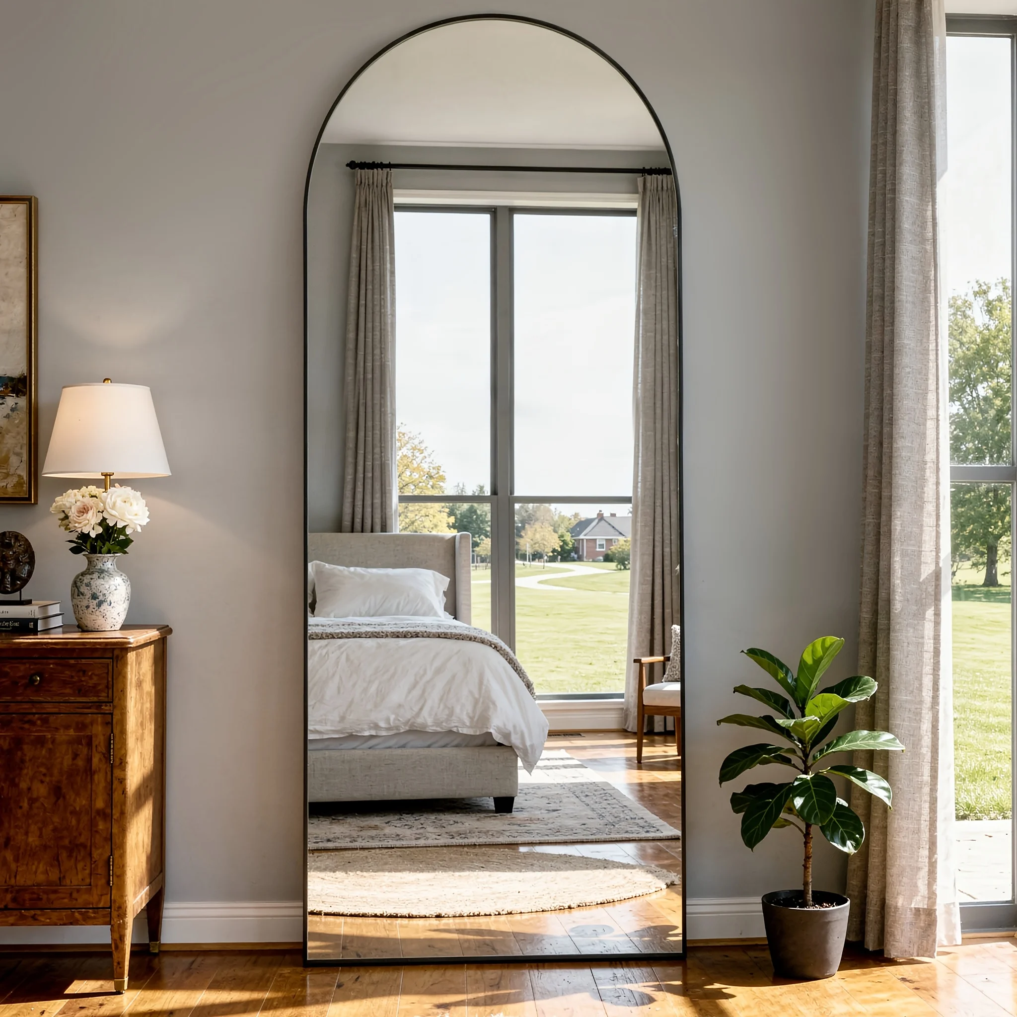 Homsion 68X26 Inch Arched Full Length Floor Mirror, Aluminum Frame, Free Standing/Wall Mount/Leaning for Bedroom, Living Room, Dressing Room
Homsion 68X26 Inch Arched Full Length Floor Mirror, Aluminum Frame, Free Standing/Wall Mount/Leaning for Bedroom, Living Room, Dressing Room