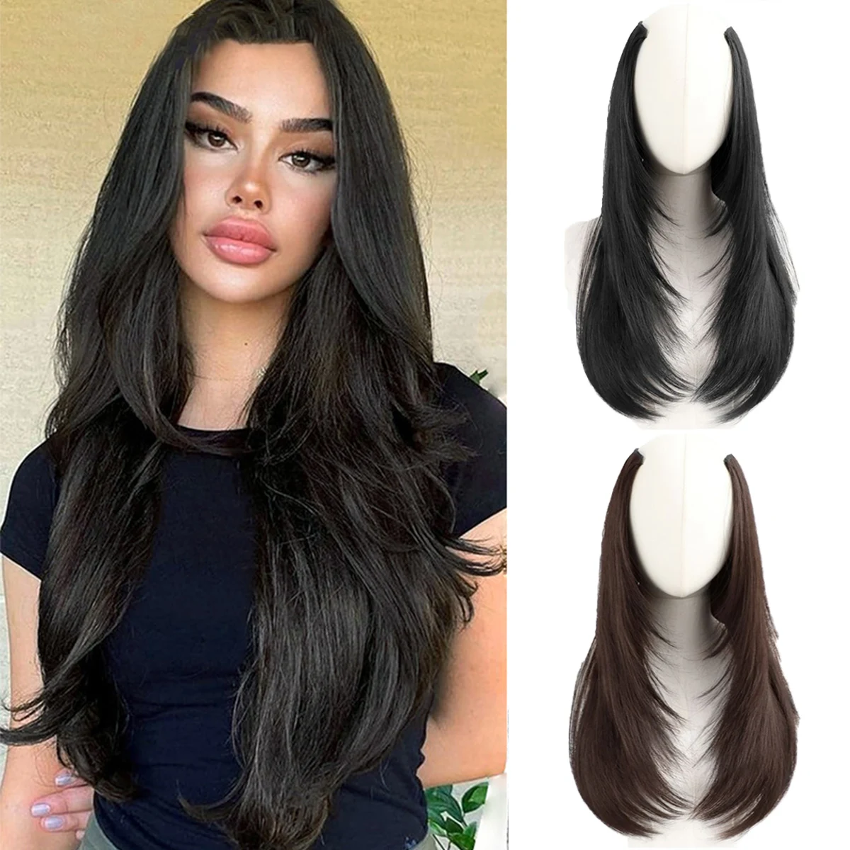 Synthetic layered V-shaped hair extension wig women's heat-resistant clip hair wig atmosphere long curly hair
Synthetic layered V-shaped hair extension wig women's heat-resistant clip hair wig atmosphere long curly hair