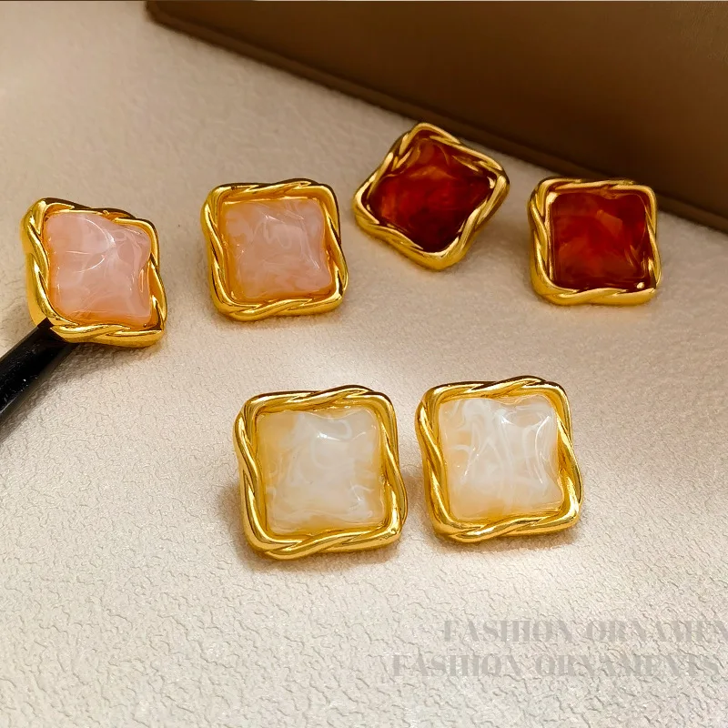 s925 silver needle women vintage resin 18k gold plated copper stud earrings jewelry , woman ear accessories gift
s925 silver needle women vintage resin 18k gold plated copper stud earrings jewelry , woman ear accessories gift