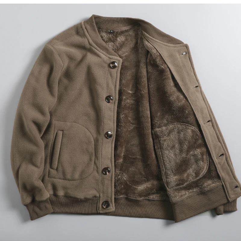 Thiened Fce Lined Baseball Collar Jaet MA Winter Fce Open Cardigan Men's Coat Trendy Long Sve Stand Fit Jaet
Thiened Fce Lined Baseball Collar Jaet MA Winter Fce Open Cardigan Men's Coat Trendy Long Sve Stand Fit Jaet