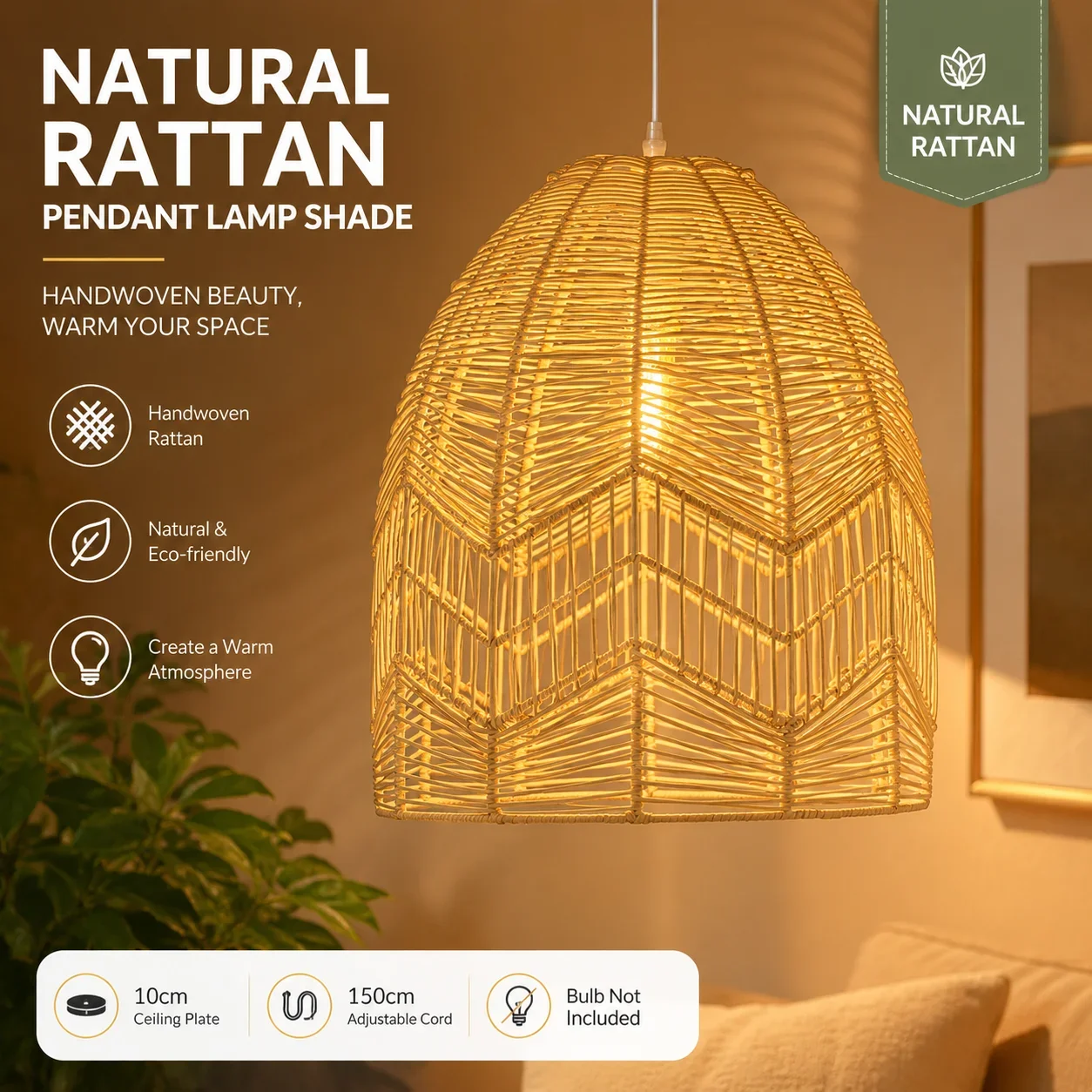 JOYINLED 35cm Weaving Natural Rattan Pendant Lighting Rope Lamp Shade Indoor Hanging Ceiling Light Fixture Handmade Lampshade
JOYINLED 35cm Weaving Natural Rattan Pendant Lighting Rope Lamp Shade Indoor Hanging Ceiling Light Fixture Handmade Lampshade