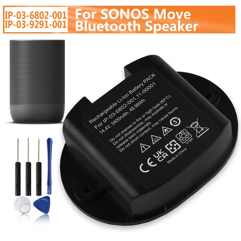 Replacement Battery IP-03-6802-001 IP-03-9291-001 PAN-03-682-001 For SONOS Move Speaker Battery 3400mAh
Replacement Battery IP-03-6802-001 IP-03-9291-001 PAN-03-682-001 For SONOS Move Speaker Battery 3400mAh