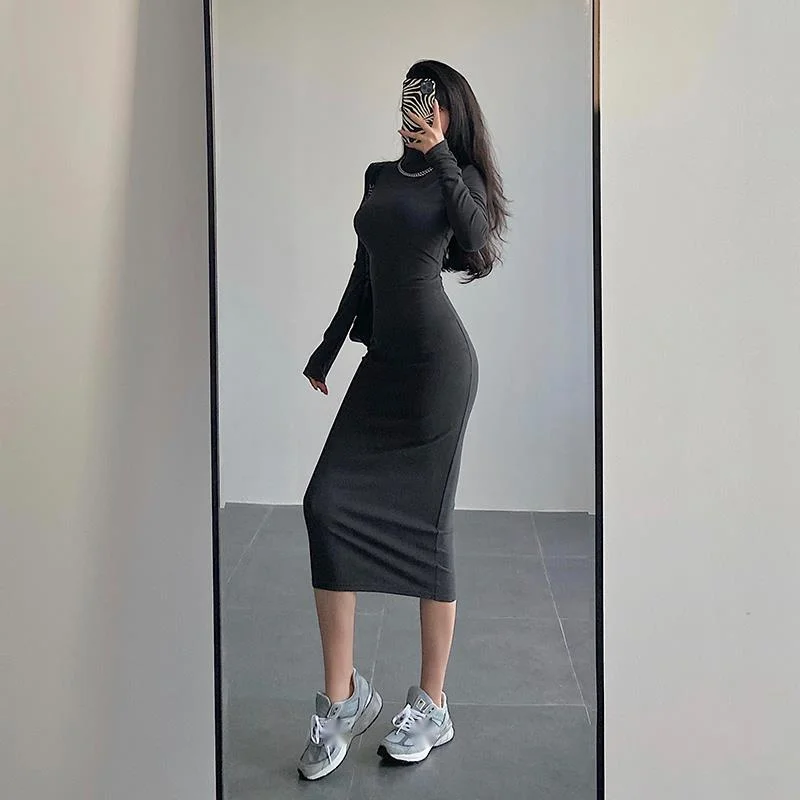sexy tight skinny hip thick Turtleneck medium length Long Sleeve Dress simple sexy women dresses autumn M426
sexy tight skinny hip thick Turtleneck medium length Long Sleeve Dress simple sexy women dresses autumn M426