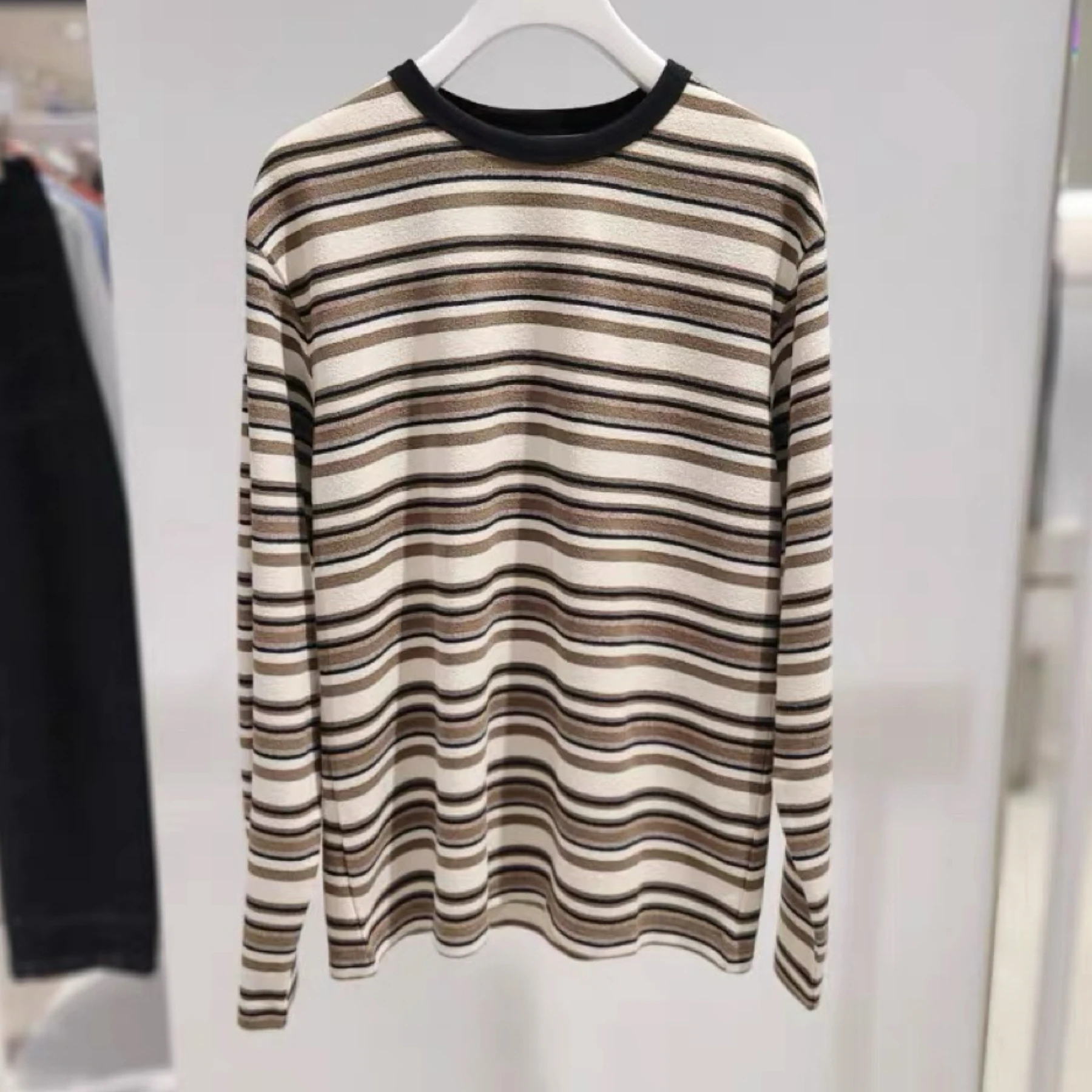 Lemon Cheese B25 Autumn Casual Stripe Knitted Towel Cotton round Ne Color Blo T-irt Women's Loose Fit Long Sve Top
Lemon Cheese B25 Autumn Casual Stripe Knitted Towel Cotton round Ne Color Blo T-irt Women's Loose Fit Long Sve Top