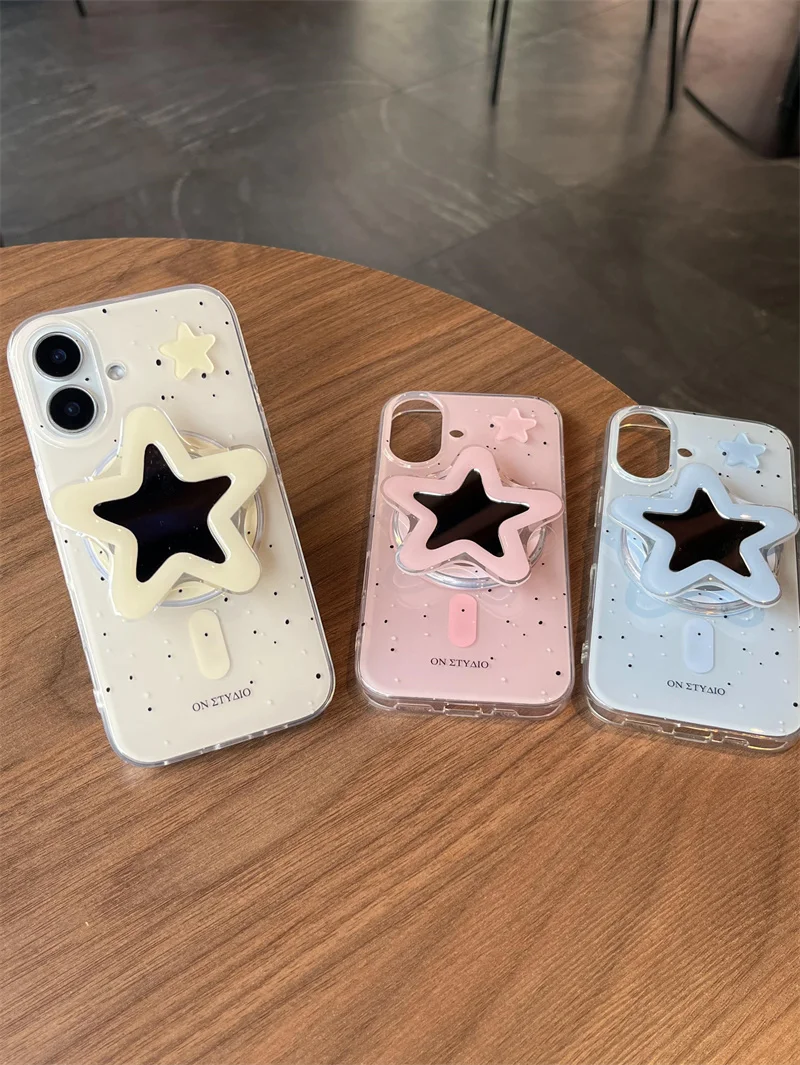 Cute polka dot Star Magsafe Magnetic Holder Phone case For iPhone 12 Pro Max 13 14 15 16 Pro Grip Tok Wireless Charging cover
Cute polka dot Star Magsafe Magnetic Holder Phone case For iPhone 12 Pro Max 13 14 15 16 Pro Grip Tok Wireless Charging cover