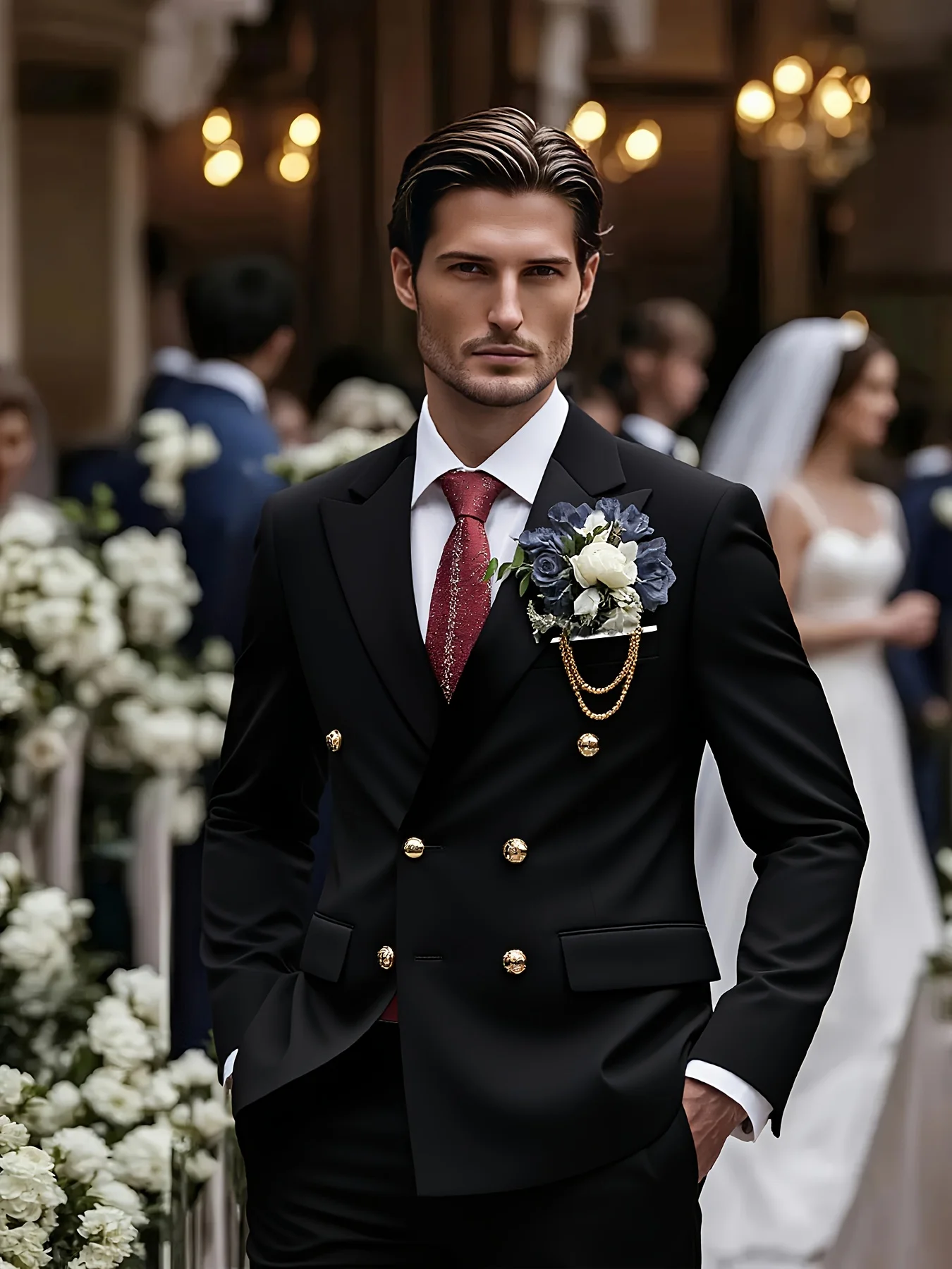 Мужской костюм-двойка: пиджак и брюки, однобортный, на двух пуговицах, с вырезанными лацканами, для свадьбы, вечеринки и торжественных мероприятий.
Мужской костюм-двойка: пиджак и брюки, однобортный, на двух пуговицах, с вырезанными лацканами, для свадьбы, вечеринки и торжественных мероприятий.