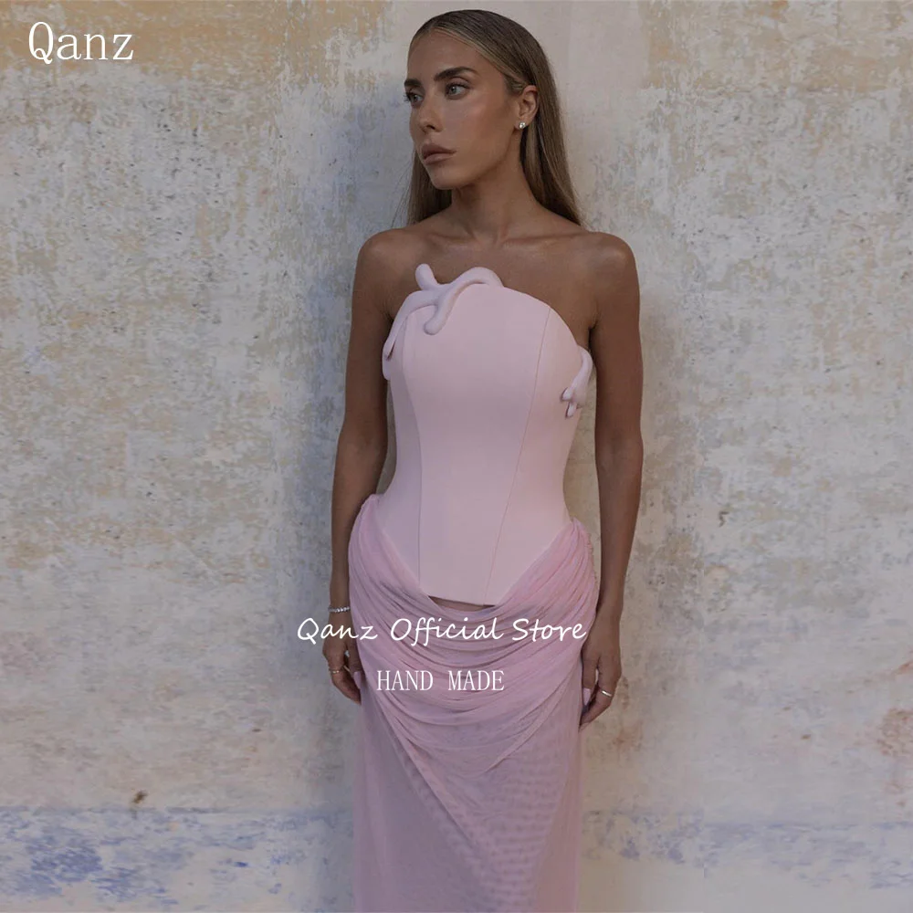 Qanz Chic Prom Party Dresses Pink Strapless Mermaid Chiffon Vestidos Para Eventos Especiales Pleat Evening Dress Customized
Qanz Chic Prom Party Dresses Pink Strapless Mermaid Chiffon Vestidos Para Eventos Especiales Pleat Evening Dress Customized
