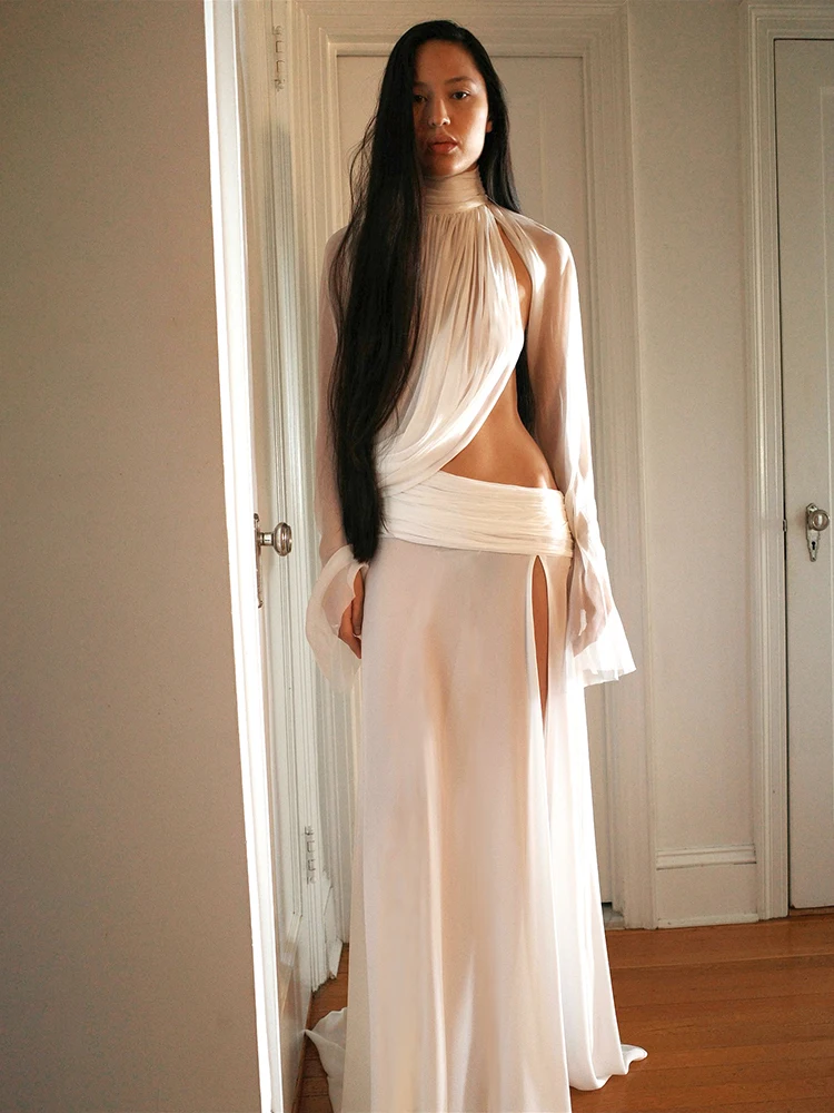 Kliou сексуальный дизайн с разрезами, комплект из 2 предметов, женская сетчатая лоскутная водолазка, топы неправильной формы + длинные юбки с рюшами и эластичной резинкой на талии, костюмы
Kliou сексуальный дизайн с разрезами, комплект из 2 предметов, женская сетчатая лоскутная водолазка, топы неправильной формы + длинные юбки с рюшами и эластичной резинкой на талии, костюмы