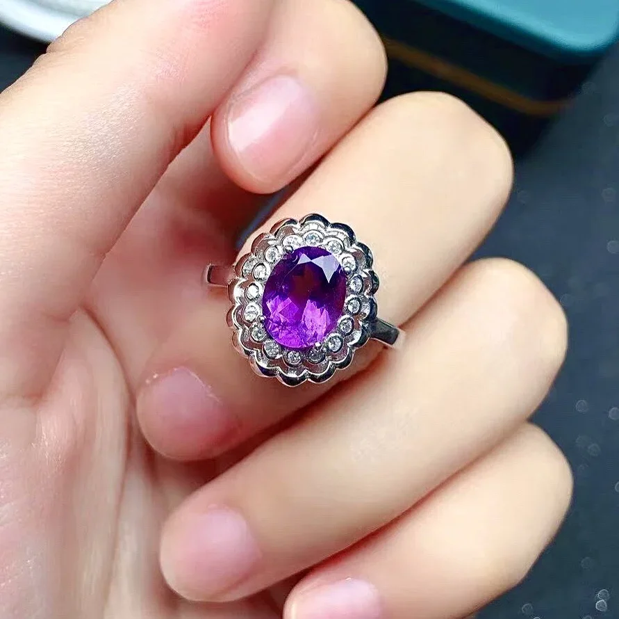 100% Natural Amethyst Silver Ring 7mm*9mm 2ct Amethyst Ring for Party Solid 925 Silver Amethyst Jewelry Gift for Woman
100% Natural Amethyst Silver Ring 7mm*9mm 2ct Amethyst Ring for Party Solid 925 Silver Amethyst Jewelry Gift for Woman
