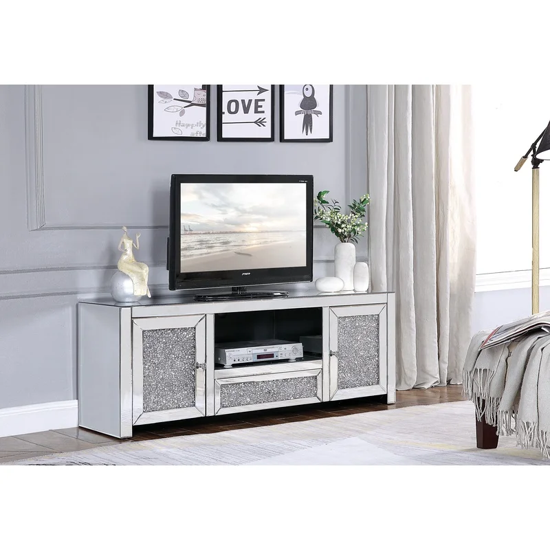 Noralie Mirrored TV Stand with Faux Diamond Accents
Noralie Mirrored TV Stand with Faux Diamond Accents