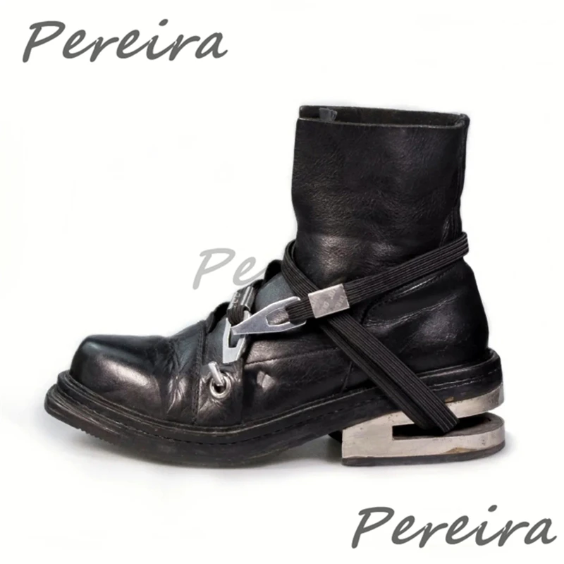 Men's Metal Heel Elastic Band Short Boots Retro Black Leather Thick Soled Motorcycle Boots Fashion Outdoor Male Casual Shoes
Men's Metal Heel Elastic Band Short Boots Retro Black Leather Thick Soled Motorcycle Boots Fashion Outdoor Male Casual Shoes
