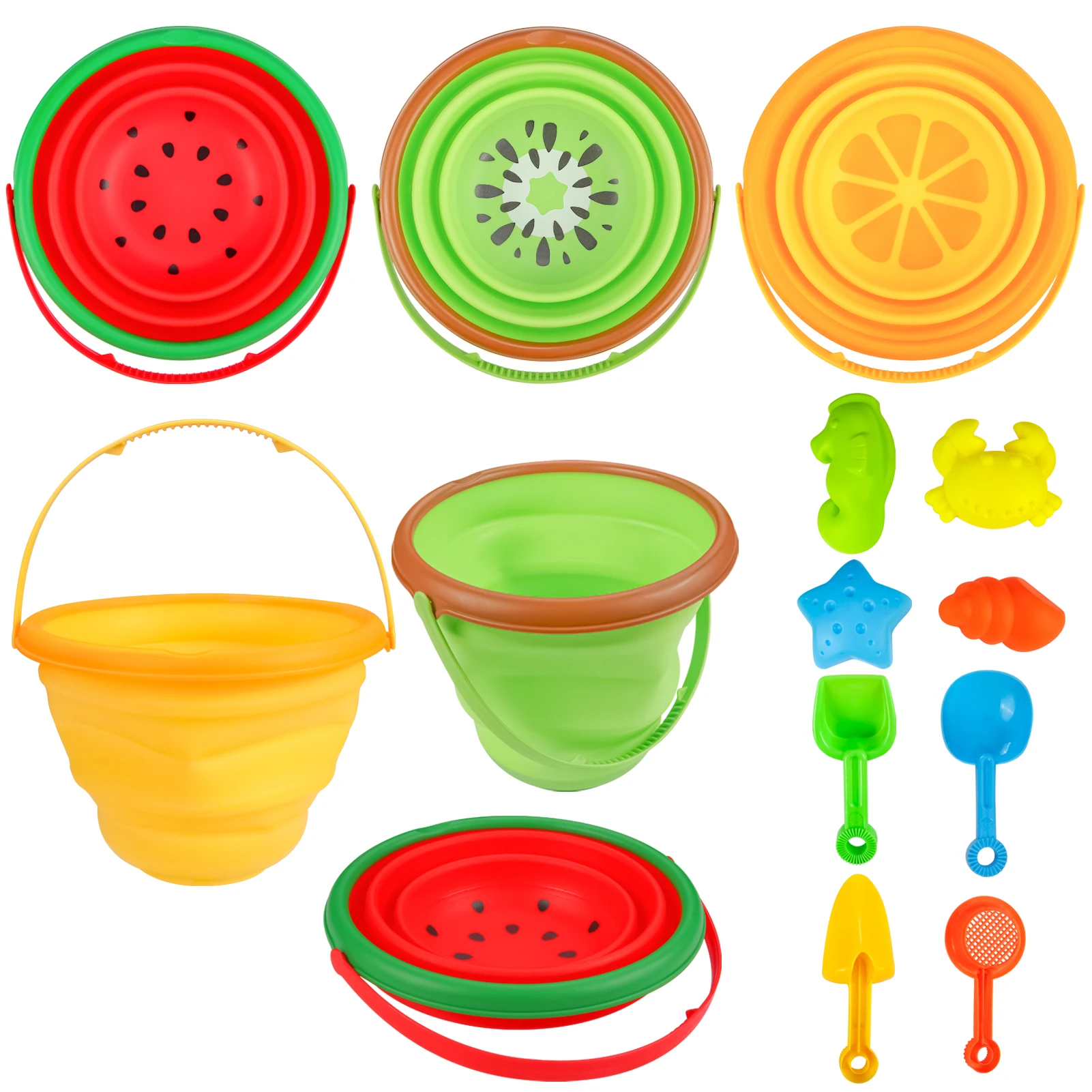 11pcs Beach Sand Toys Set for Kids, Silicone Collapsible Foldable Beach Bucket Travel Beach Toys for Boys Girls Summer Camping
11pcs Beach Sand Toys Set for Kids, Silicone Collapsible Foldable Beach Bucket Travel Beach Toys for Boys Girls Summer Camping