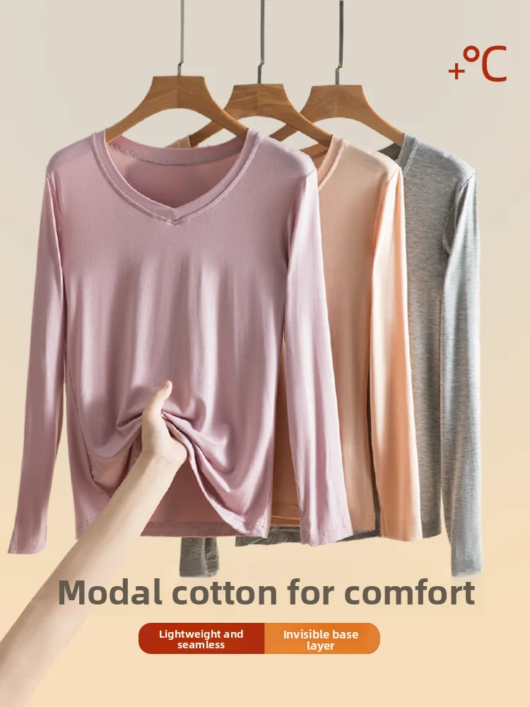 Modal Long Sleeve Women's Base Shirt Thin V-neck Casual Versatile Bottoming Top plus Size Slimming Autumn T-shirt Upper Body
Modal Long Sleeve Women's Base Shirt Thin V-neck Casual Versatile Bottoming Top plus Size Slimming Autumn T-shirt Upper Body