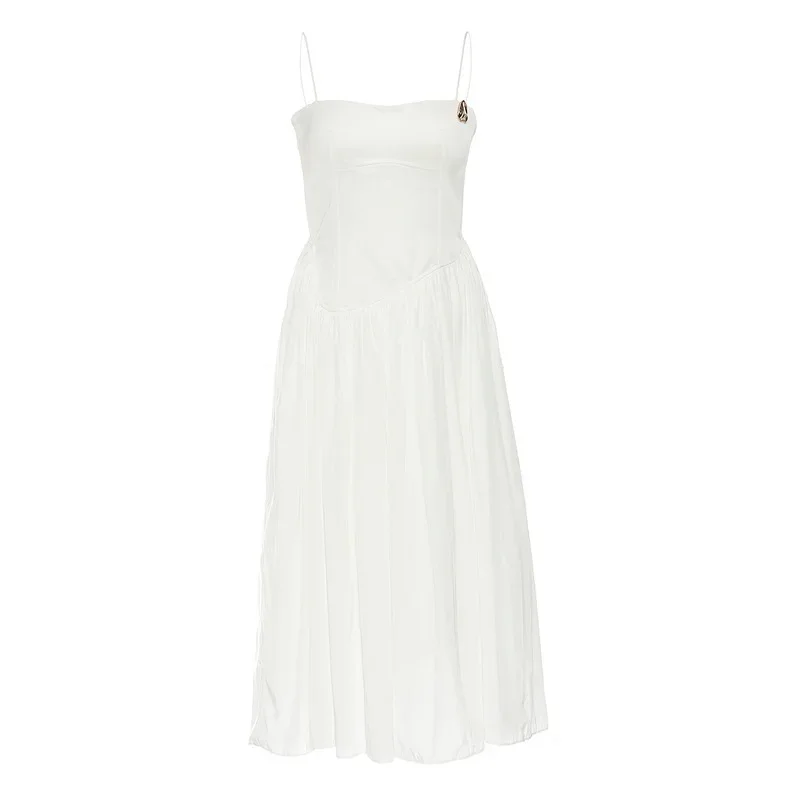 Summer Sexy Party Dress Women Wedding Holiday Style Simple Design Puffy Suspender Dress Sleeveless A Line Formal White Dress
Summer Sexy Party Dress Women Wedding Holiday Style Simple Design Puffy Suspender Dress Sleeveless A Line Formal White Dress