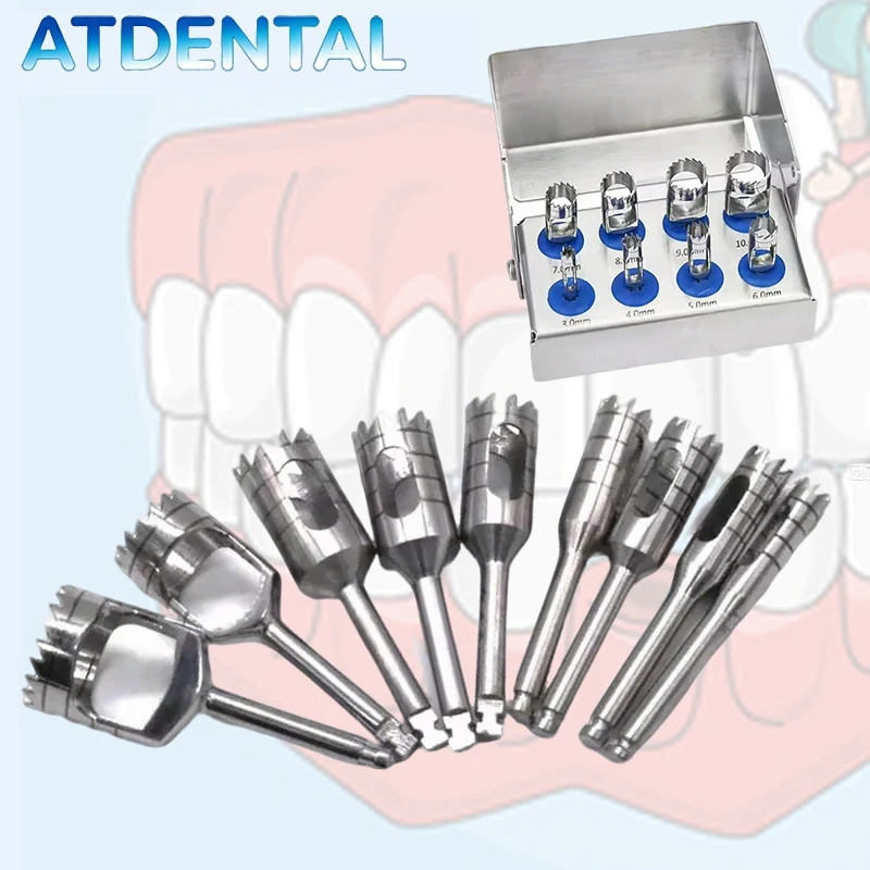 8Pcs/set Dental Trephine Drill Implant Kit, Low Speed Handpiece Set for Bone Core Extraction & Oral Surgery
8Pcs/set Dental Trephine Drill Implant Kit, Low Speed Handpiece Set for Bone Core Extraction & Oral Surgery