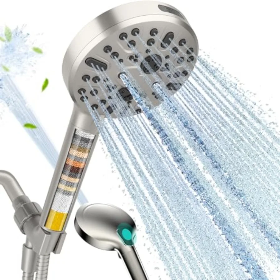 Shower Head with Handheld - High Pressure 9 Spray Modes Showerhead with 16-Stage Water Softener for Hard Water - Purifying Deta
Shower Head with Handheld - High Pressure 9 Spray Modes Showerhead with 16-Stage Water Softener for Hard Water - Purifying Deta