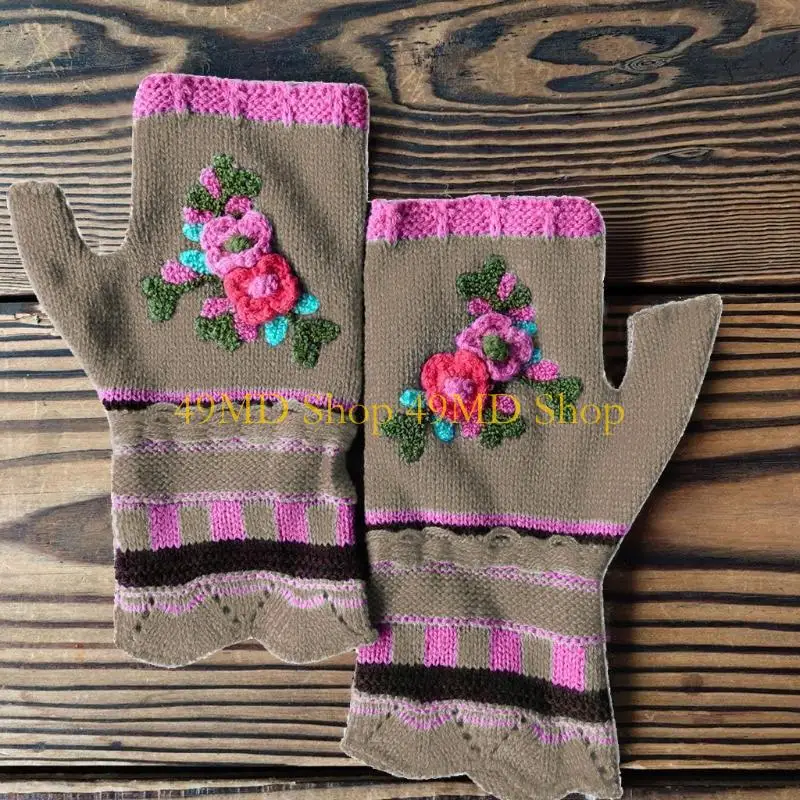 49MD Women Multicolor Jacquard Crochet Floral Fingerless Gloves Knitted Half Finger Texting Mittens Thumb Hole Arm Warmers
49MD Women Multicolor Jacquard Crochet Floral Fingerless Gloves Knitted Half Finger Texting Mittens Thumb Hole Arm Warmers