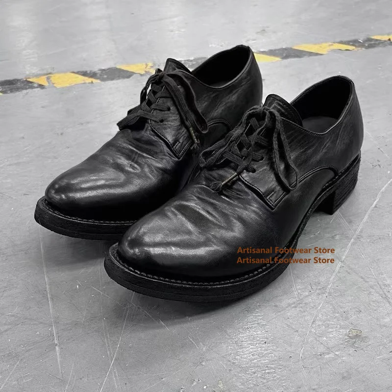 Cowhide Pointed Toe Shoes Upturned Derby Shoes Low-Top Lace Up Single Shoes Trendy Comfortable Commuting Handmade Men's Shoes
Cowhide Pointed Toe Shoes Upturned Derby Shoes Low-Top Lace Up Single Shoes Trendy Comfortable Commuting Handmade Men's Shoes