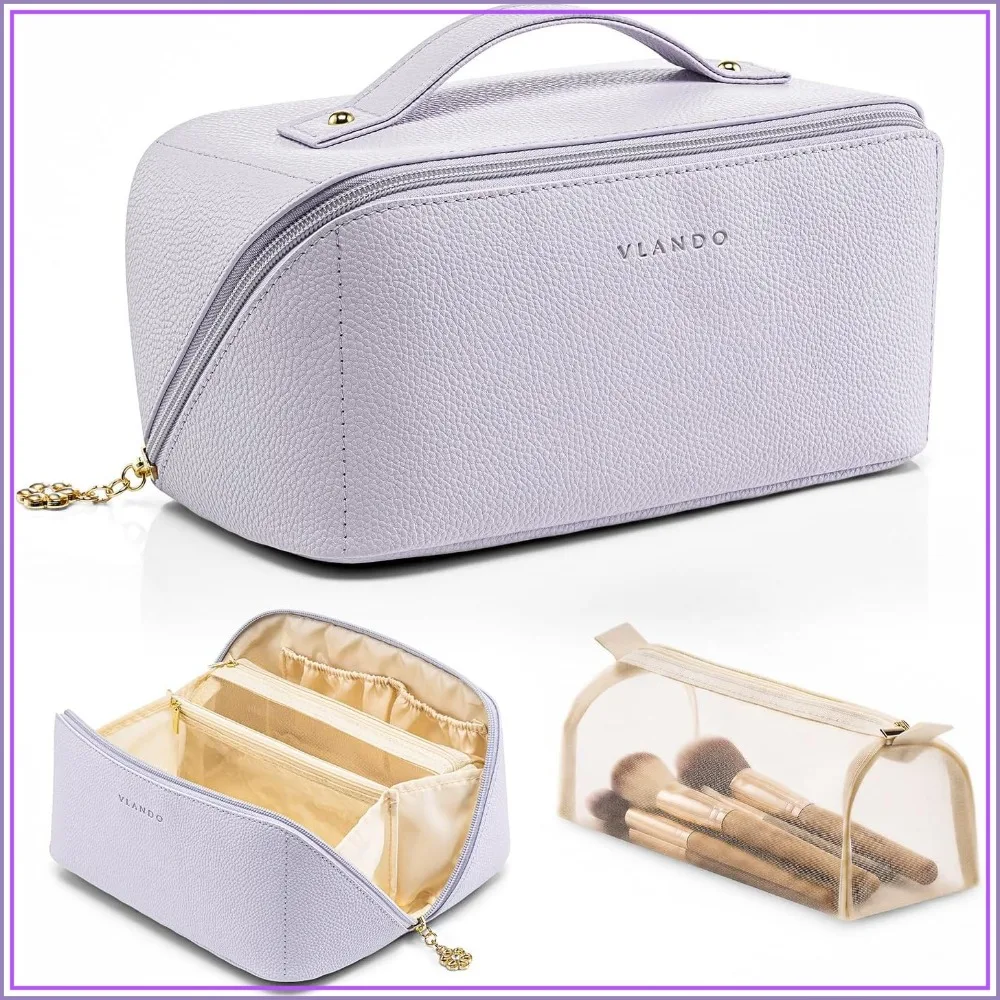 Travel Toiletry Bag, PU Leather Cosmetic Bag for Skincare, Brushes & Essentials - Purple
Travel Toiletry Bag, PU Leather Cosmetic Bag for Skincare, Brushes & Essentials - Purple