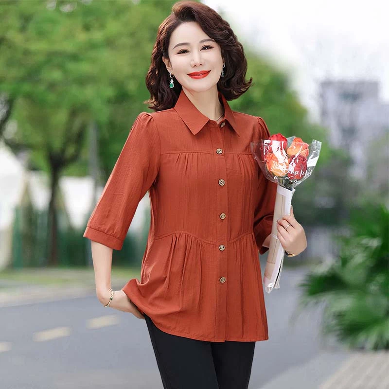 Fashion Women's Shirts Spring summer Casual 3/4 Sleeve Commute Shirt Female Clothing Single-breasted Spliced Loose Blouse
Fashion Women's Shirts Spring summer Casual 3/4 Sleeve Commute Shirt Female Clothing Single-breasted Spliced Loose Blouse
