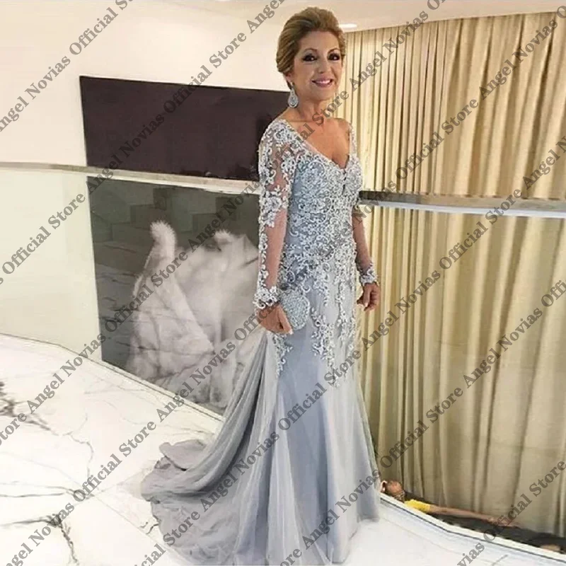 Long Sleeves V Neck Silver Mother of the Bride Dresses 2026 Wedding Party Dress Vestido Para Boda Madre De La Novia
Long Sleeves V Neck Silver Mother of the Bride Dresses 2026 Wedding Party Dress Vestido Para Boda Madre De La Novia