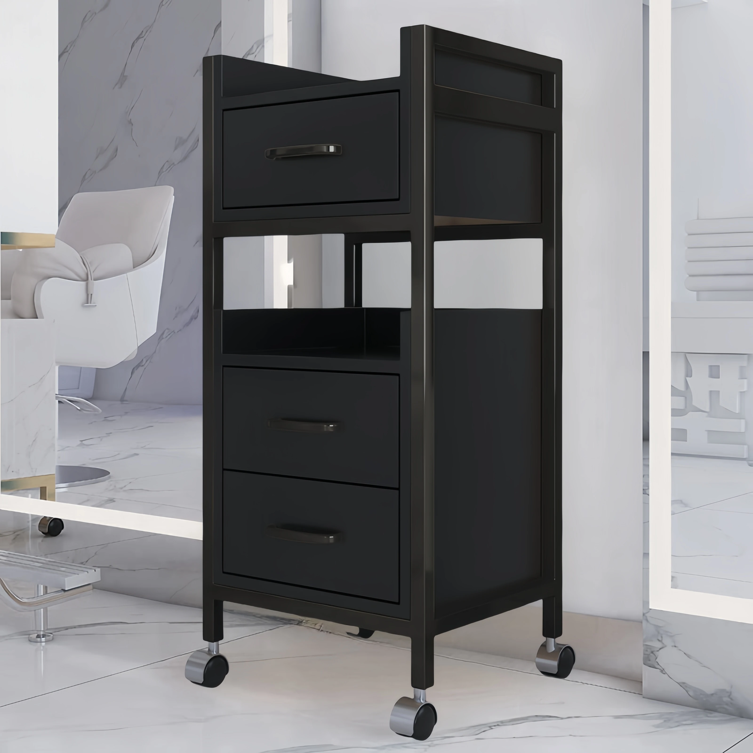 Modern Metal Trolley Cart For Hair Salon Spa Facial Manicure With Wheels For Home Bathroom Bedroom Use
Modern Metal Trolley Cart For Hair Salon Spa Facial Manicure With Wheels For Home Bathroom Bedroom Use