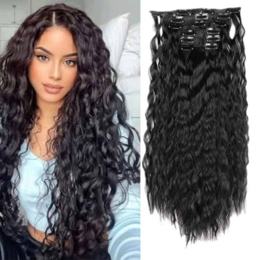 6PCS Clip in Hair Extensions 22" Synthetic Long Curly Wavy Hair Pieces Black Hair Extensions Natural Black Color Thick Deep Wav
6PCS Clip in Hair Extensions 22" Synthetic Long Curly Wavy Hair Pieces Black Hair Extensions Natural Black Color Thick Deep Wav