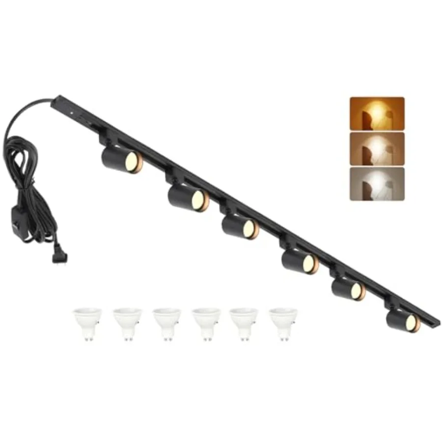 3-Color Plug in Track Lighting with Power Cord 6-Light GU10 Dimmable Track Lighting Kit with Track Rail Kitchen LED Track Light
3-Color Plug in Track Lighting with Power Cord 6-Light GU10 Dimmable Track Lighting Kit with Track Rail Kitchen LED Track Light