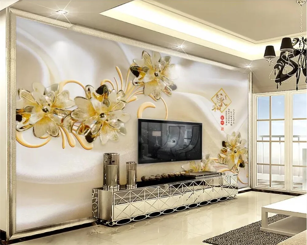 Custom wallpaper luxury atmosphere 3D stereo mural gold flower jewelry background wall papers home decor mural papel de parede
Custom wallpaper luxury atmosphere 3D stereo mural gold flower jewelry background wall papers home decor mural papel de parede
