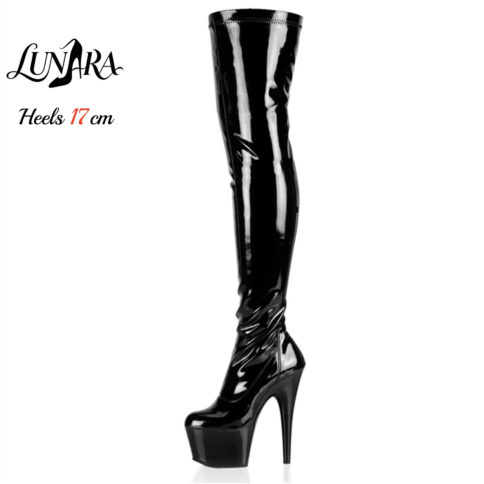 17cm/7Inch Black Patentleather Side zipper Closed toe Platform Stilettos Thigh high boot Stripper Pole dance Nightclub Rave
17cm/7Inch Black Patentleather Side zipper Closed toe Platform Stilettos Thigh high boot Stripper Pole dance Nightclub Rave