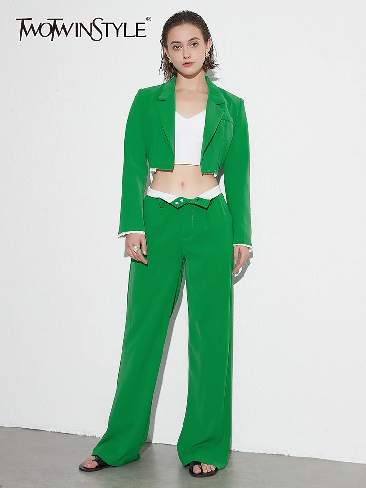 TWOTWINSTYLE Solid Two Piece Sets For Women Notched Collar Long Sleeve Blazer High Waist Wide Leg Pant Minimalist Set Female New
TWOTWINSTYLE Solid Two Piece Sets For Women Notched Collar Long Sleeve Blazer High Waist Wide Leg Pant Minimalist Set Female New